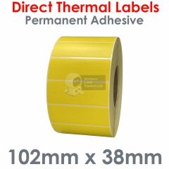 102mm x 38mm yellow labels direct thermal