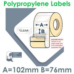 102mm x 76mm clear polypropylene labels