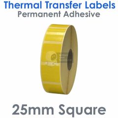 Yellow labels 25mm x 25mm square
