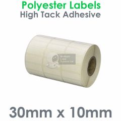 30mm x 10mm polyester labels with high tack adhesive