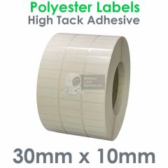 30mm x 10mm Matt White Polyester Labels