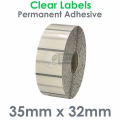 35mm x 32mm clear labels on rolls