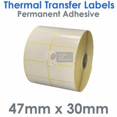 Labels 2 across 47mm x 30mm thermal transfer