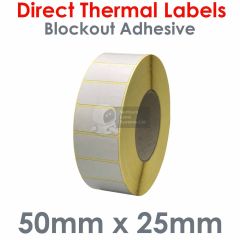 Blockout Adhesive 50mm x 25mm Direct Thermal Labels