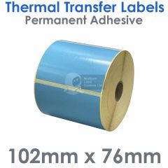 Blue 102mm x 76mm labels thermal transfer