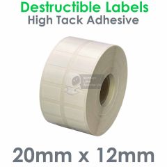 Destructible labels 20mm x 12mm