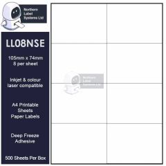 Freezer adhesive 8 per A4 sheet labels LL08NSE-DF