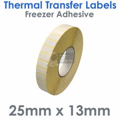 Freezer adhesive labels 25mm x 13mm on 76mm core