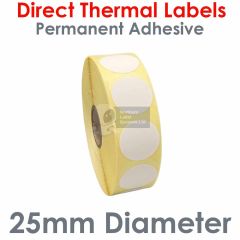 25mm diameter labels direct thermal