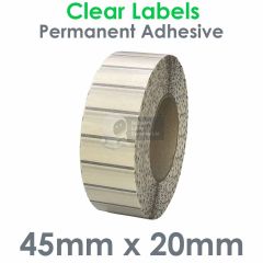 Clear labels 45mm x 20mm on 76mm cores