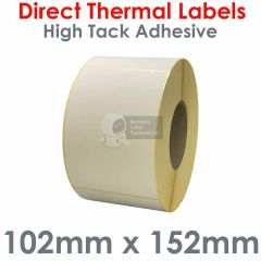 Labels high tack 102mm x 152mm direct thermal