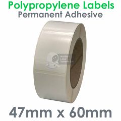 47mm x 60mm polypropylene labels