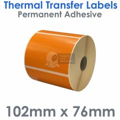 Orange 102mm x 76mm labels thermal transfer
