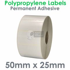 50mm x 25mm polypropylene labels waterproof