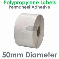 50mm diameter round labels polypropylene