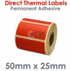 Red mobile label printer labels 50mm x 25mm