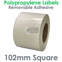 Removable adhesive polypropylene labels 102mm x 102mm