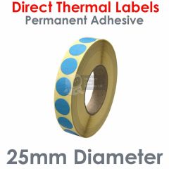 Blue labels direct thermal 25mm diameter
