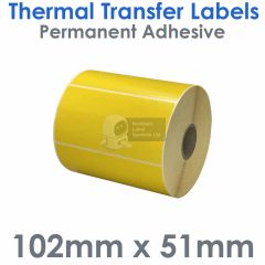 Yellow 102mm x 51mm labels thermal transfer